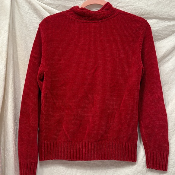 Ladies Red Sweater Talbots size S V-neck, cable knit Valentine’s Day Like New - Picture 6 of 6